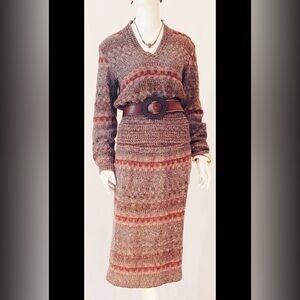 VTG Missoni wool stripe skirt sweater set